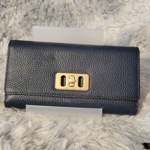 Michael Kors Navy Blue Pebbled Leather Wallet